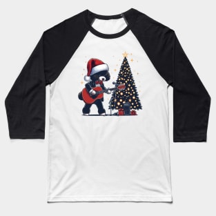 Poodle Playing Guitar Christmas Baseball T-Shirt